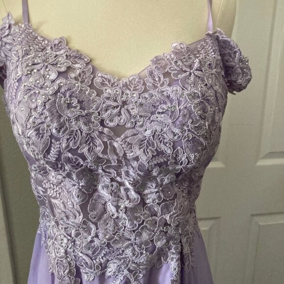 Elegant Lavender Lace Gown - Picture 7 of 11